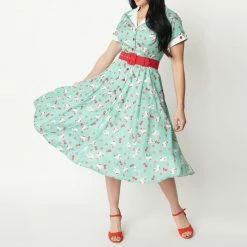 Hello Kitty X Unique Vintage Swing Dress (Mint)