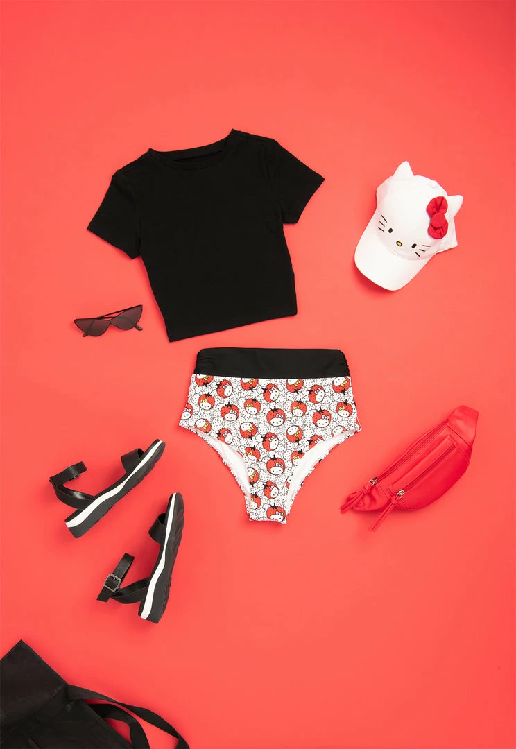 Lolli Swim X Hello Kitty Kitty Cake Bottom: Black Characters 3 Lolli Swim X Hello Kitty Kitty Cake Bottom: Black Characters