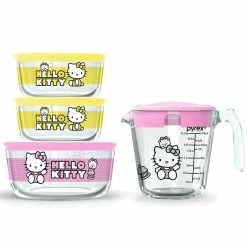 Deals Sanrio🎄 Christmas Store 38 Instant Brands Hello Kitty X Pyrex Glass Storage Containers (Set Of 3) With Measuring Cup