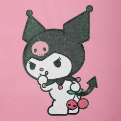 BIOWORLD Kuromi X Dumbgood Glitter Print Pink Tee