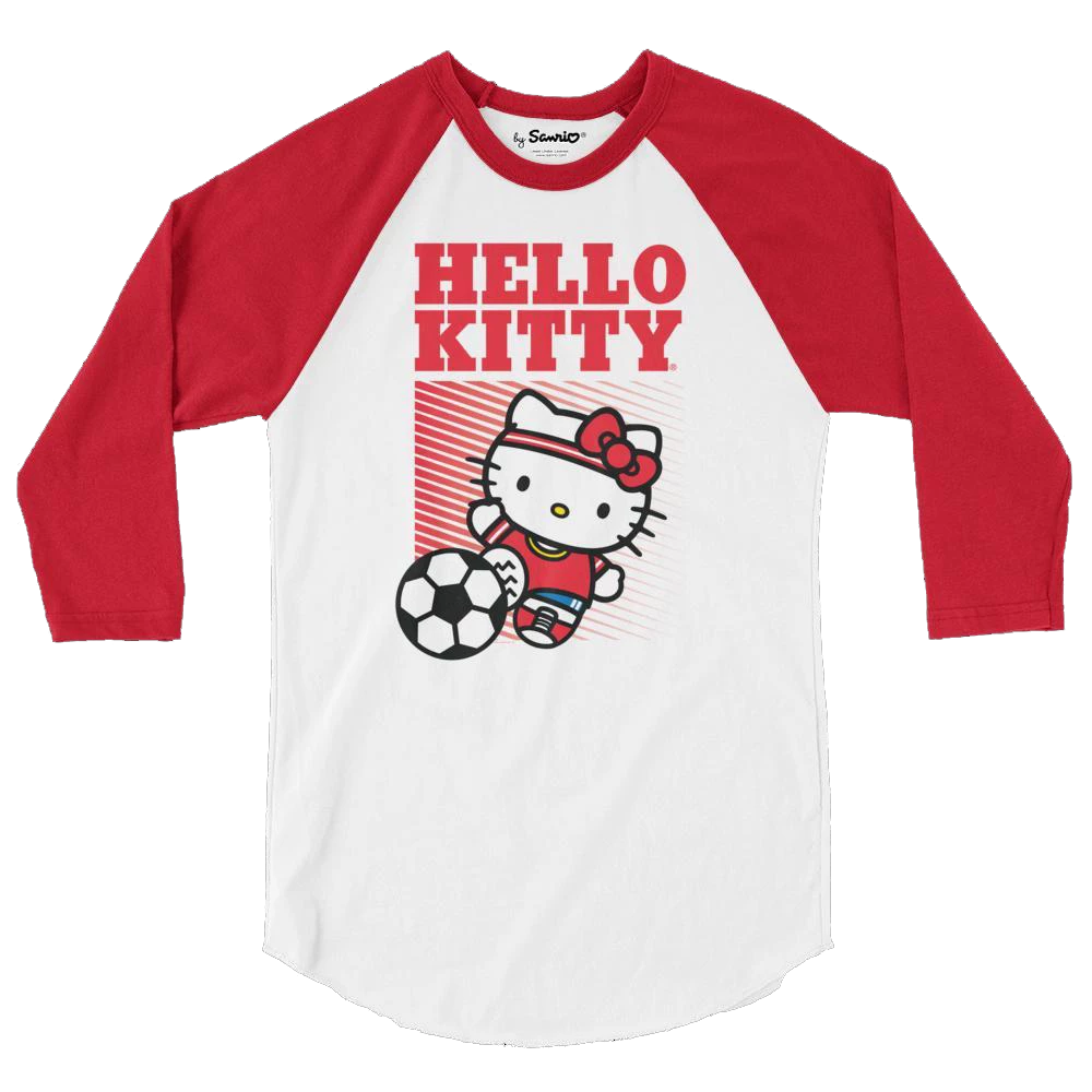 Printful Characters Hello Kitty Soccer Raglan 3 Printful Characters Hello Kitty Soccer Raglan