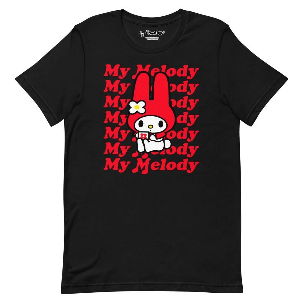 Printful My Melody Red Logo T-Shirt Black 3 Printful My Melody Red Logo T-Shirt Black