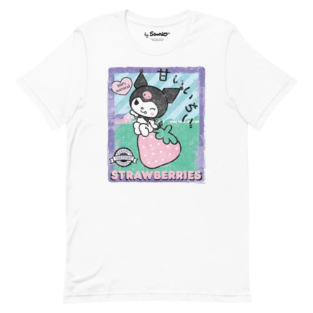 Printful Kuromi Strawberry Picking Strawberries Farm T-Shirt Characters 3 Printful Kuromi Strawberry Picking Strawberries Farm T-Shirt Characters